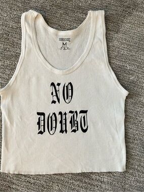 NO DOUBT Ribbed Tank - White with Black Print